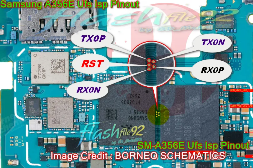 Samsung Galaxy A35 A356E UFS ISP Pinout